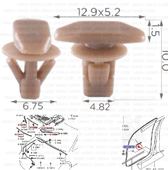 KKD-2021 Щипка уплътнение врати и двигателен отсек Mitsubishi