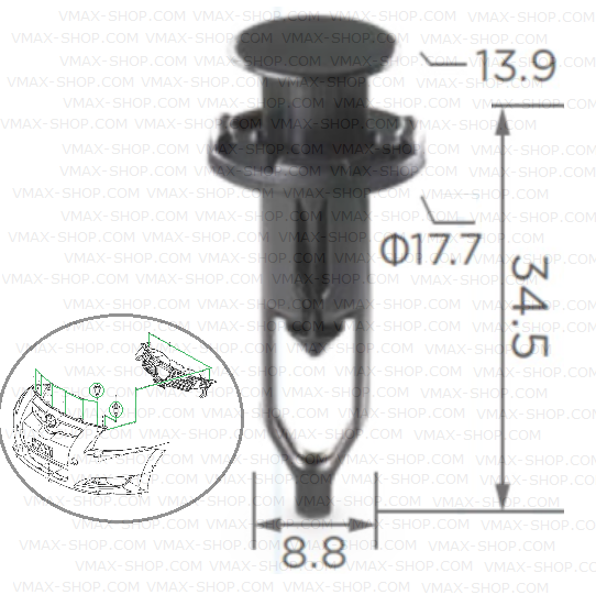 KKD-2064 Щипка за броня решетка над радиатор Toyota