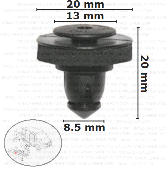 KKD-2071 Щипка декоративна лайсна плъзгаща врата VW Caddy Transporter T5