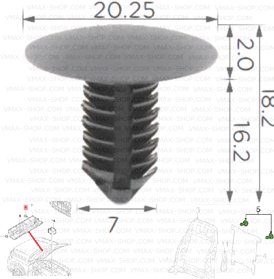 KKD-2076 Щипка в двигателен отсек и багажник VW